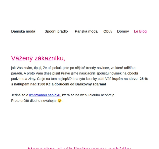 Blancheporte: Sleva 25 % na podzimní novinky – červen 2026 | Nuslet.cz
