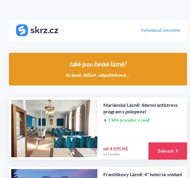 Vánoce na Skrz: 4denní antistress program v lázních – červen 2026 | Nuslet.cz