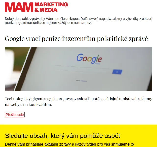 Marketing & Media: Google vrací peníze inzerentům – červen 2026 | Nuslet.cz