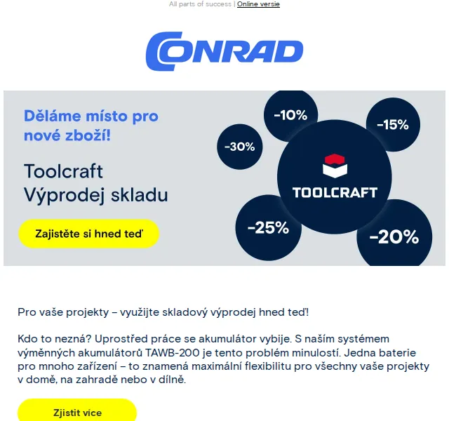 Conrad Electronic: Toolcraft výprodej skladových zásob – červen 2026 | Nuslet.cz