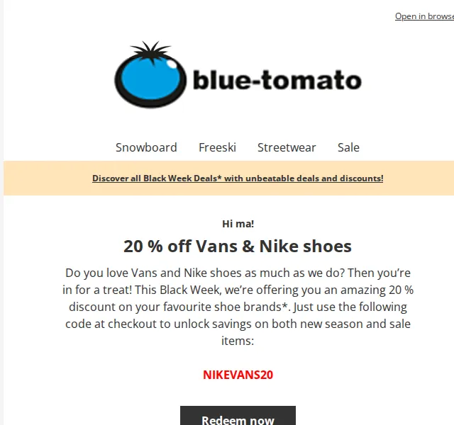 Blue Tomato: 20% sleva na Vans & Nike – červen 2026 | Nuslet.cz