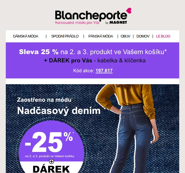 Blancheporte: Denimová móda -25 % a dárek – červen 2026 | Nuslet.cz