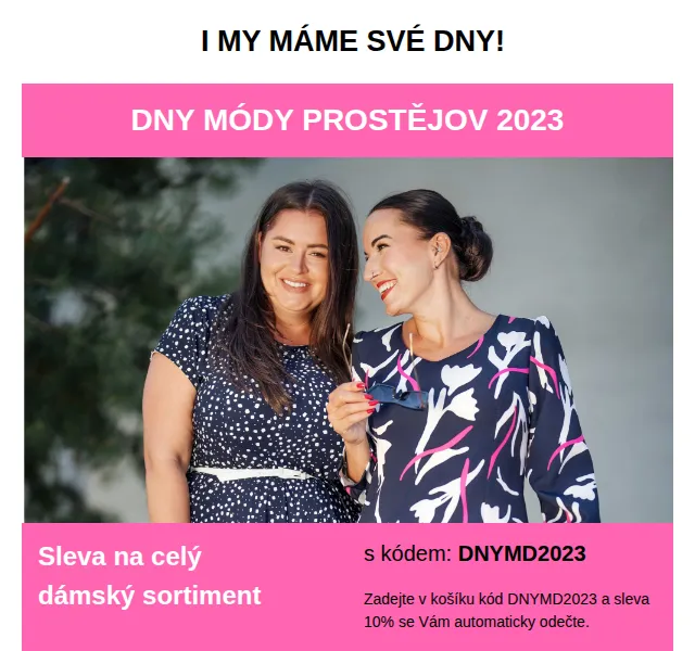 Móda Prostějov: Sleva 10% na dámský sortiment – září 2026 | Nuslet.cz
