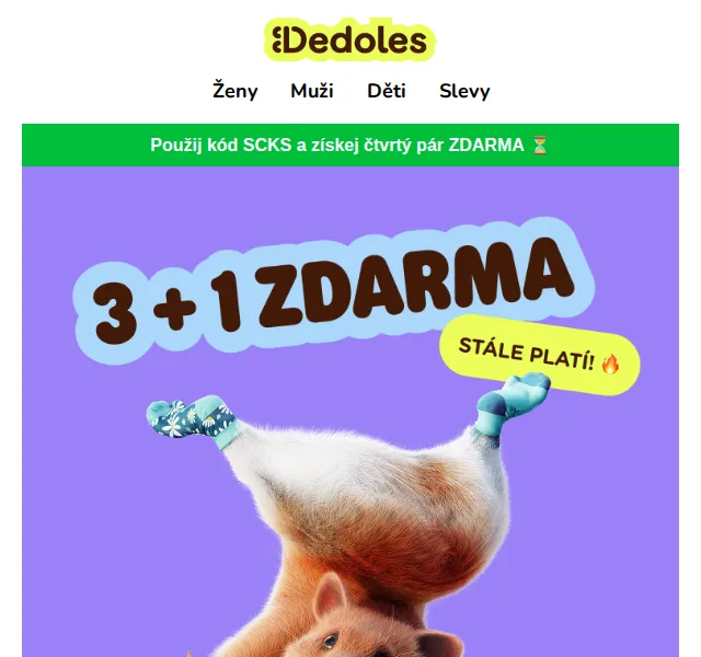 Dedoles.cz: 3+1 zdarma na ponožky – červen 2026 | Nuslet.cz