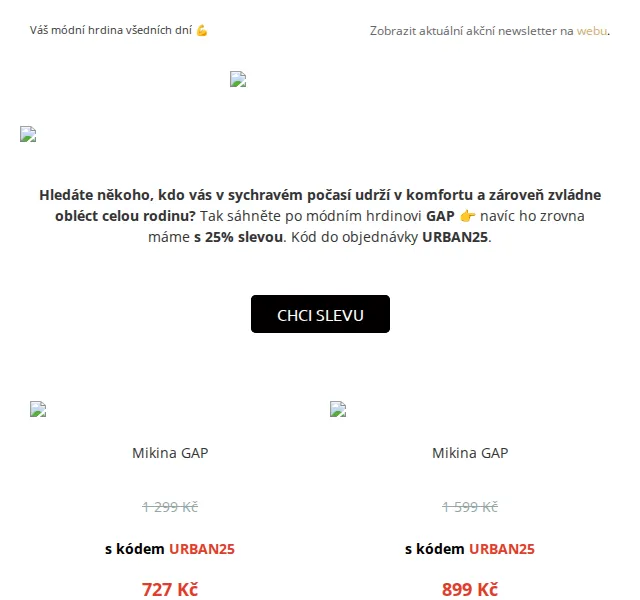 UrbanStore: GAP sleva až 25 % – červen 2026 | Nuslet.cz