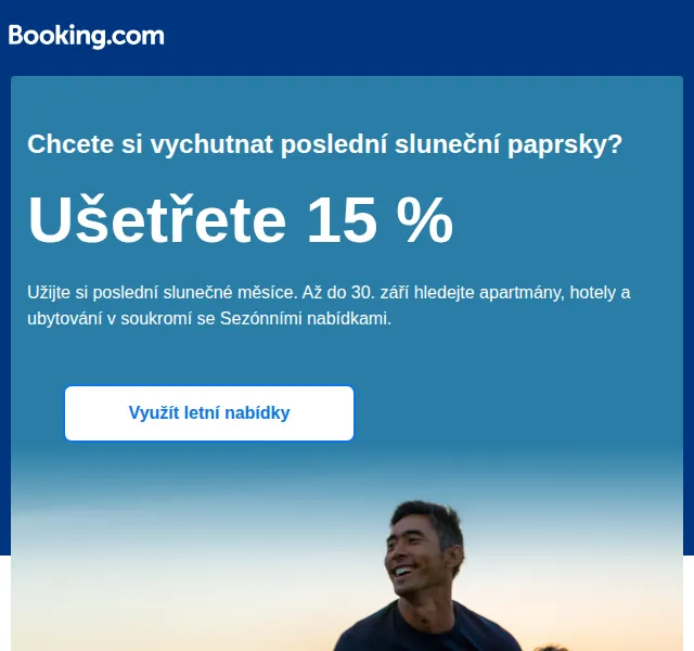 Booking.com: Sezónní nabídky se slevou až 15 % – červenec 2026 | Nuslet.cz