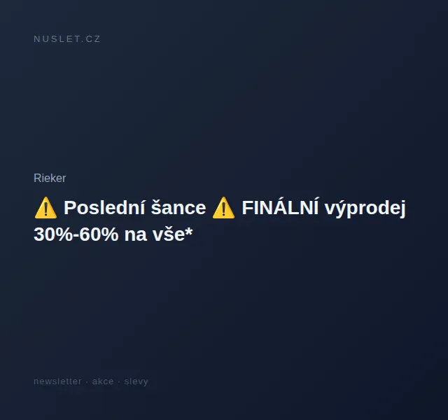 Rieker: finální výprodej 30-60% na vše – červen 2026 | Nuslet.cz