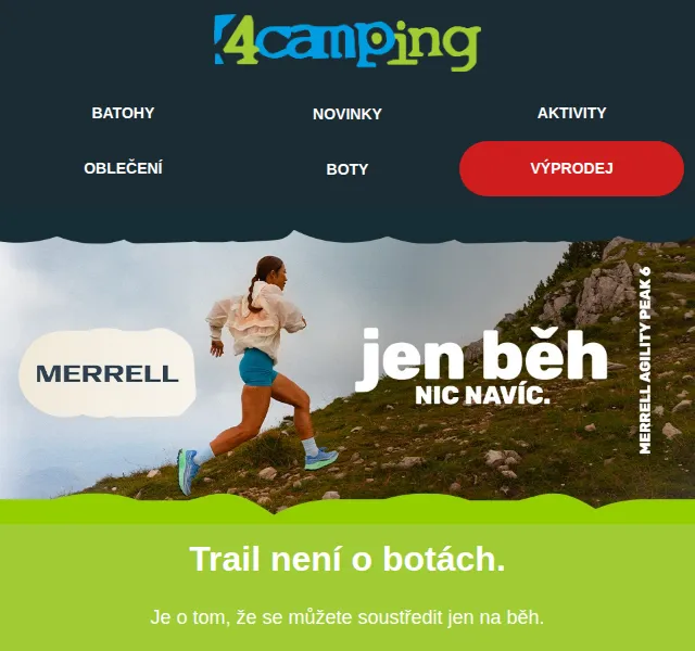 4camping.cz: Merrell Agility Peak 6 – nové běžecké boty – duben 2026
