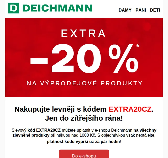 Deichmann: Sleva 20 % na výprodej – červenec 2026 | Nuslet.cz