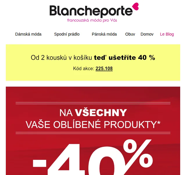 Blancheporte: -40 % letní outfity a šaty – červen 2026
