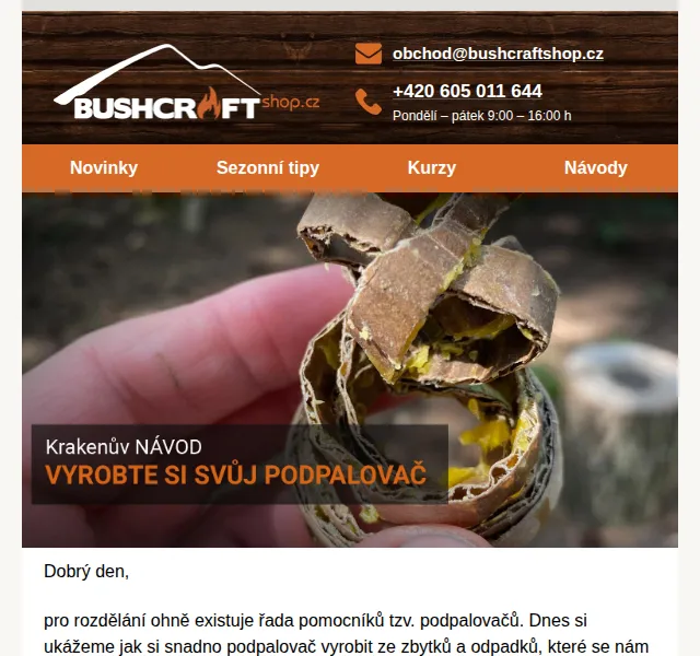 Bushcraftshop: Podpalovač z odpadu – návod + produkty – červenec 2026 | Nuslet.cz