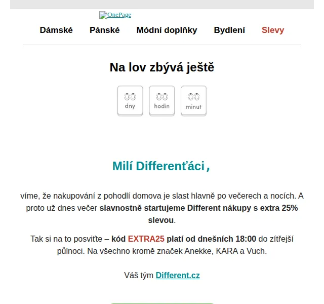 Different.cz: extra 25% sleva na módu a doplňky – červen 2026 | Nuslet.cz