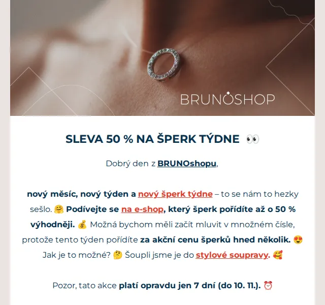 BRUNOshop: Šperk týdne se slevou 50 % – červenec 2026 | Nuslet.cz