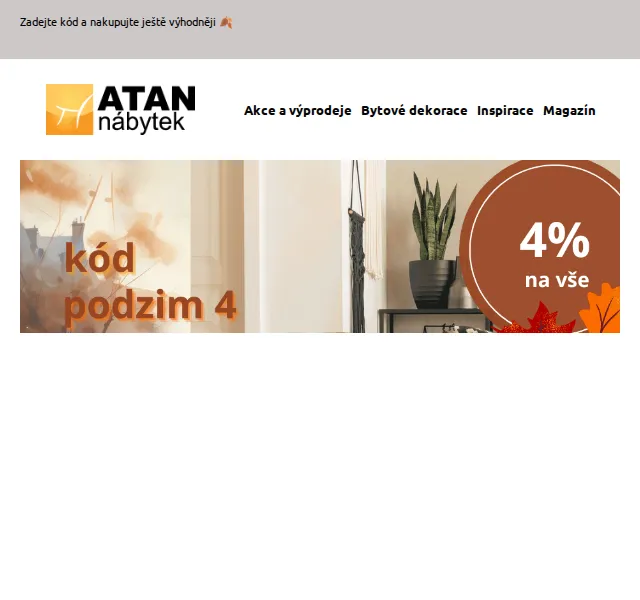 ATAN nábytek: 4% sleva kódem podzim4 – červenec 2026 | Nuslet.cz