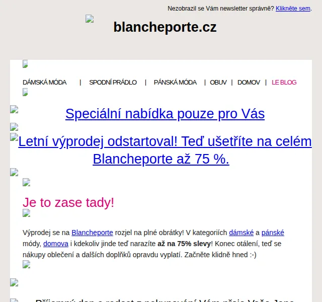 Blancheporte: Letní výprodej až 75 % – červenec 2026 | Nuslet.cz