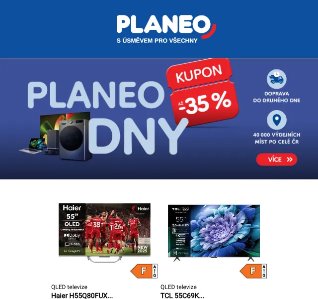 Planeo: až 35 % sleva na elektroniku – květen 2026 | Nuslet.cz