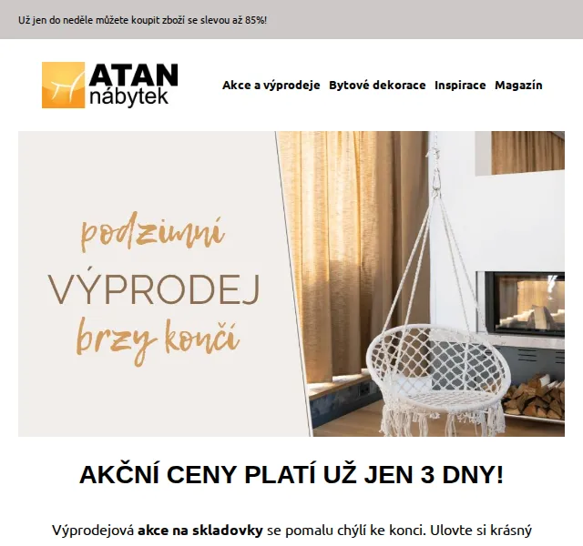 ATAN nábytek: Výprodej skladovek se slevou až 85 % – červen 2026 | Nuslet.cz