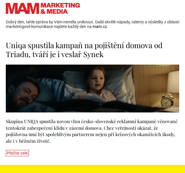 Marketing & Media: Uniqa kampaň na pojištění domova – červenec 2026 | Nuslet.cz