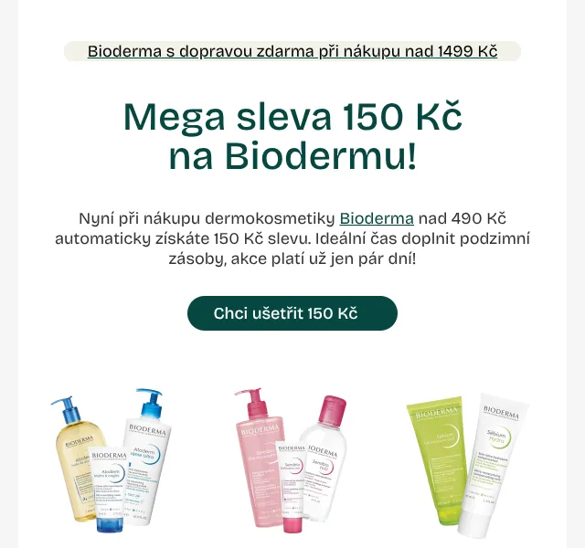 Pilulka.cz: Bioderma sleva 150 Kč – srpen 2026