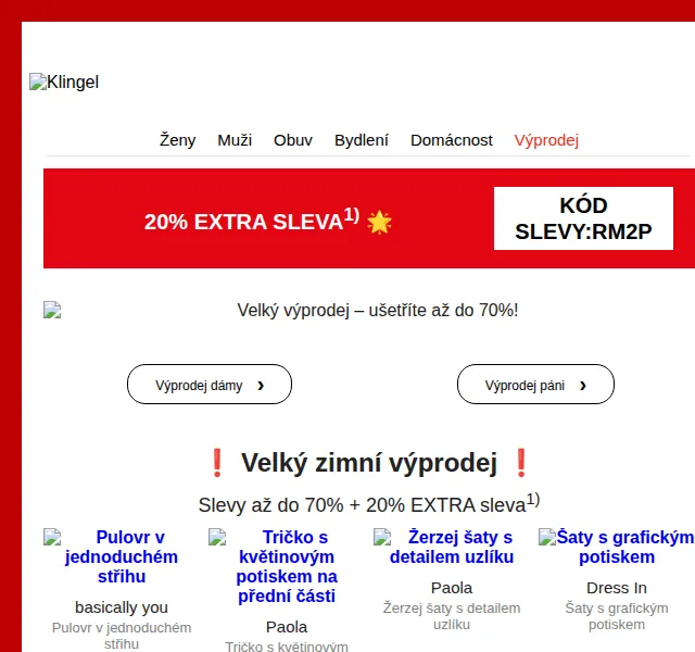 KLiNGEL: Velký zimní výprodej – slevy až 70 % + 20 % extra – červen 2026 | Nuslet.cz