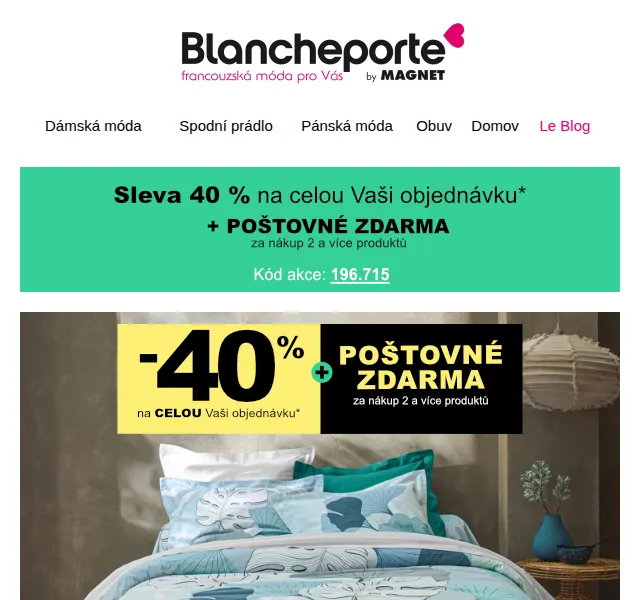 Blancheporte: Sleva 40 % na bytový textil a módu – červen 2026 | Nuslet.cz