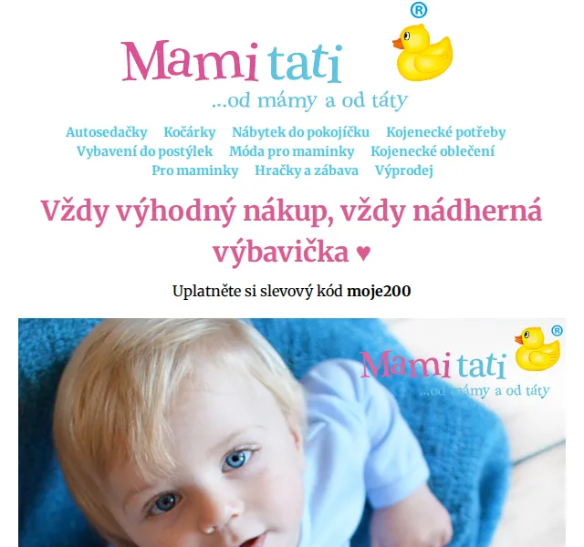 Mamitati.cz: 200 Kč na nákup + dárek – červen 2026 | Nuslet.cz
