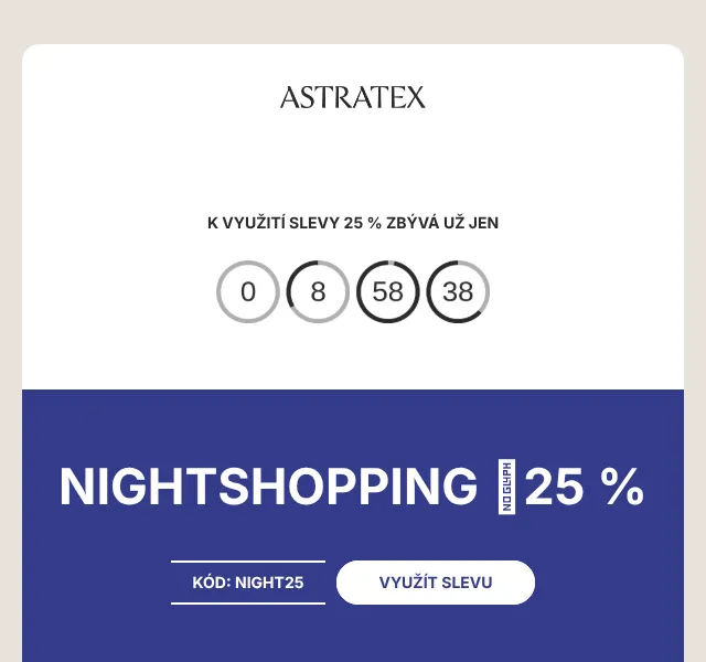 Astratex.cz: sleva 25 % – slevový kód NIGHT25