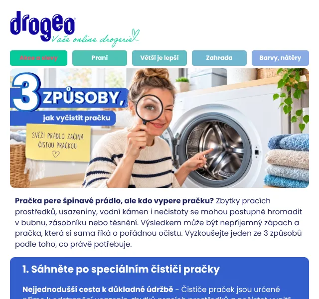 Drogeo: Čistěte pračku správně – září 2026
