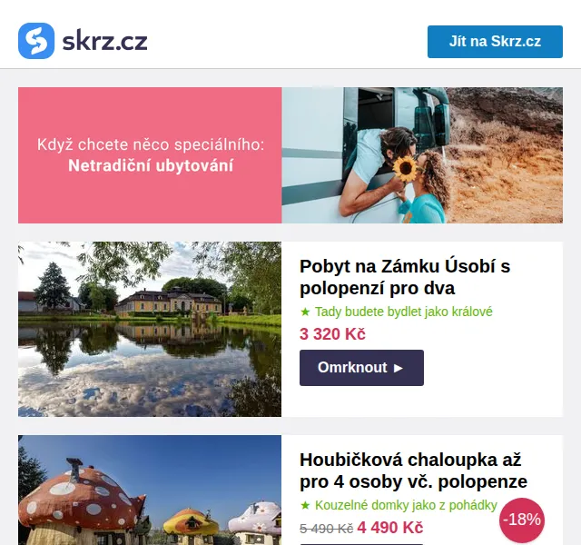 Skrz.cz: Netradiční ubytování – červen 2026 | Nuslet.cz