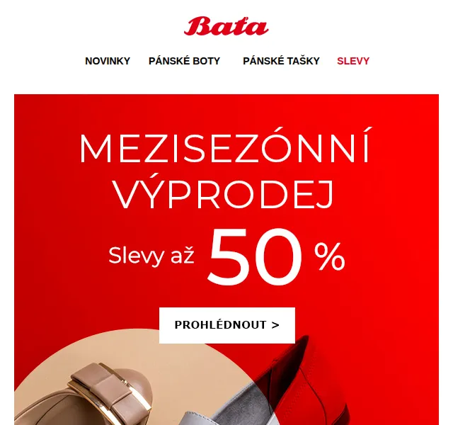 Baťa: Mezisezónní výprodej s až 50% slevou – červen 2026 | Nuslet.cz