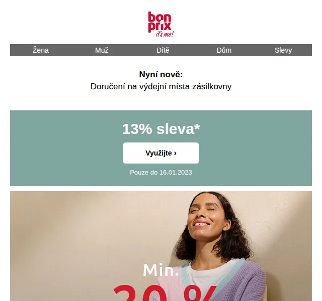 bonprix: 13% sleva na vše a pletená móda s 20% – červen 2026 | Nuslet.cz