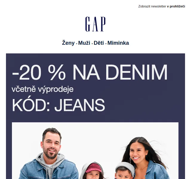 GAPstore: Denim s extra slevou -20 % – červen 2026 | Nuslet.cz