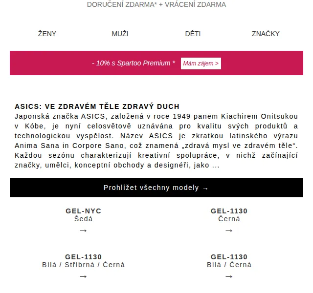 Spartoo: Asics, Levi's, Pepe Jeans s dopravou zdarma – červenec 2026 | Nuslet.cz