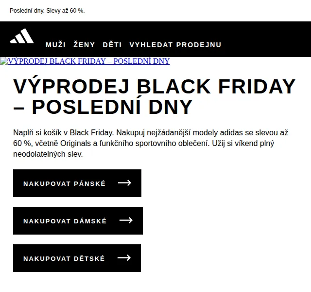 adidas: Slevy až 60 % Black Friday – červen 2026 | Nuslet.cz