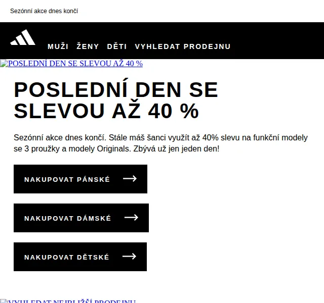 adidas: Sezónní akce se slevou až 40 % – červen 2026 | Nuslet.cz