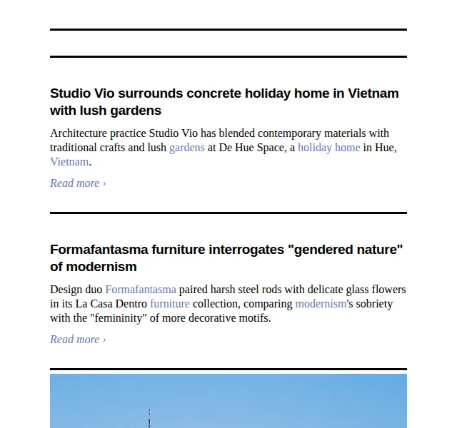 Dezeen Daily: Studio Vio holiday home, Formafantasma a Philippe Starck - červenec 2026 | Nuslet.cz
