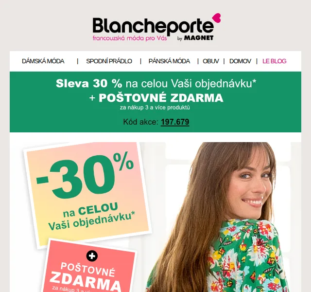 Blancheporte: sleva 30 % na vše – červen 2026 | Nuslet.cz