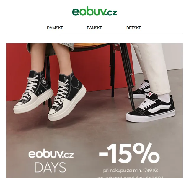 eobuv.cz: DAYS sleva -15 % na boty Calvin Klein, Converse, Tommy Hilfiger – červenec 2026 | Nuslet.cz
