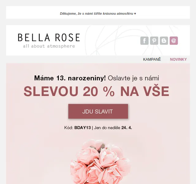 Bella Rose: Sleva 20 % na vše k narozeninám – červen 2026 | Nuslet.cz