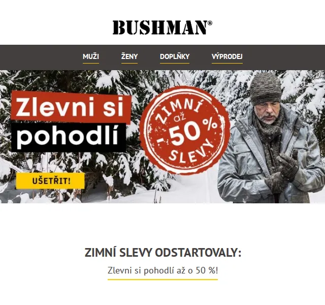 BUSHMAN: Zimní slevy až 50 % – červen 2026 | Nuslet.cz
