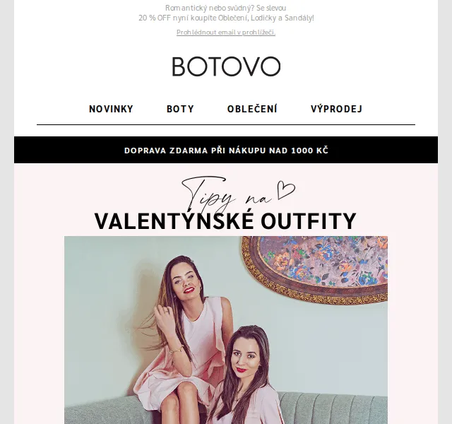 Botovo.cz: Sleva 20 % na valentýnské outfity – červen 2026 | Nuslet.cz