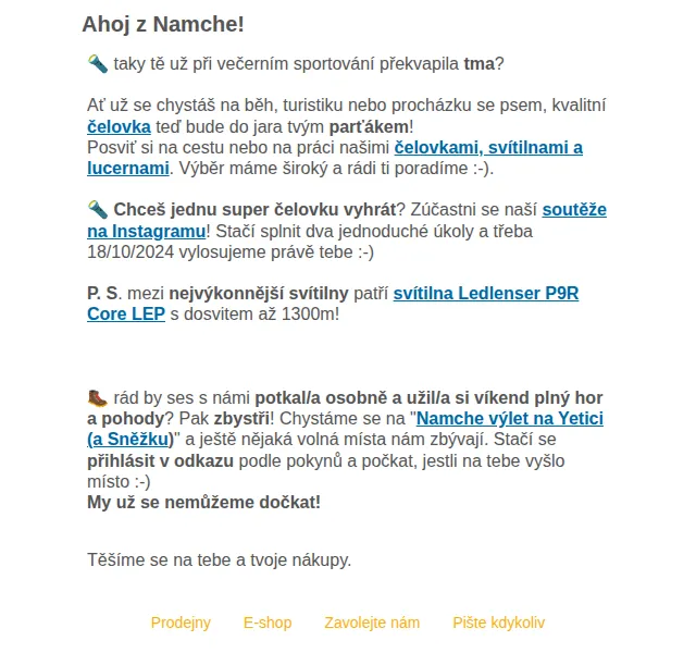 Nuslet: Čelovky a svítilny Namcheshop – soutěž o čelovku – červenec 2026 | Nuslet.cz