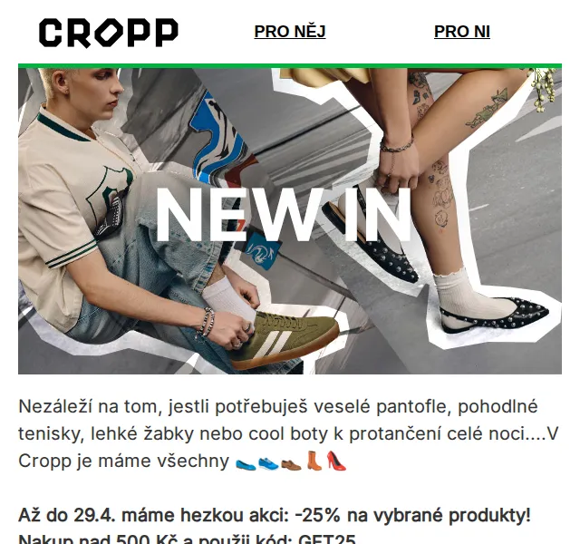 Cropp: boty se slevou 25 % – červenec 2026 | Nuslet.cz