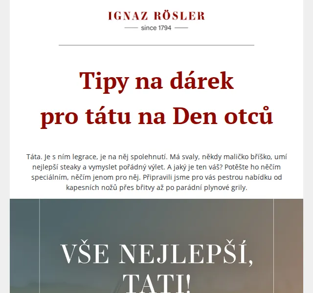 Ignazrosler.cz: Dárky pro tátu – Den otců červenec 2026 | Nuslet.cz