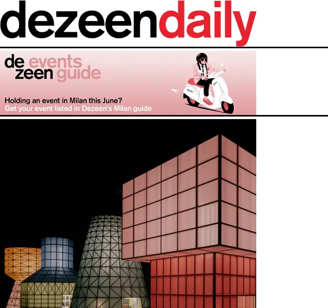 Dezeen Daily: Novinky z architektury a designu z Milan design week – červen 2026 | Nuslet.cz