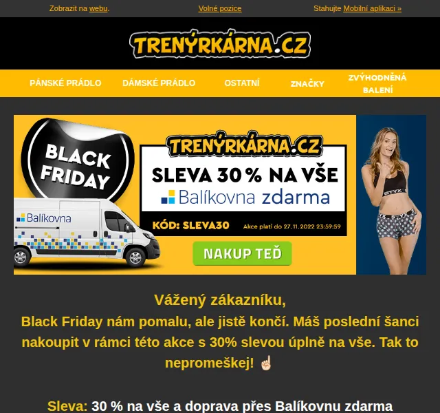 Lukáš z Trenýrkárna.cz: Black Friday sleva 30 % – listopad 2022 | Nuslet.cz