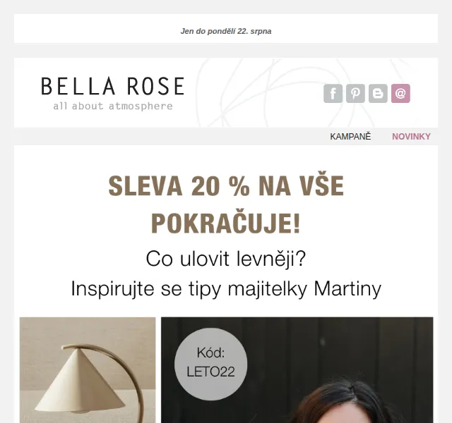 Bella Rose: SLEVA 20 % na vše – srpen 2026 | Nuslet.cz
