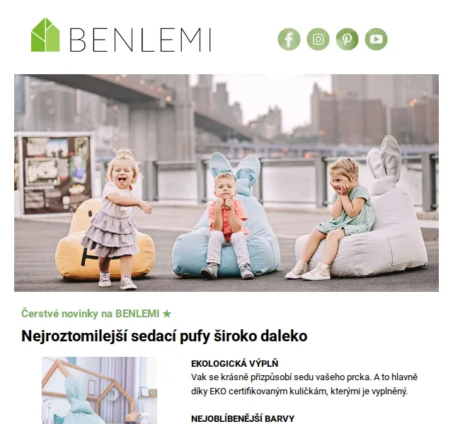 Benlemi: Sedací vaky Funny Bunny, Hippo, Ears – červen 2026 | Nuslet.cz