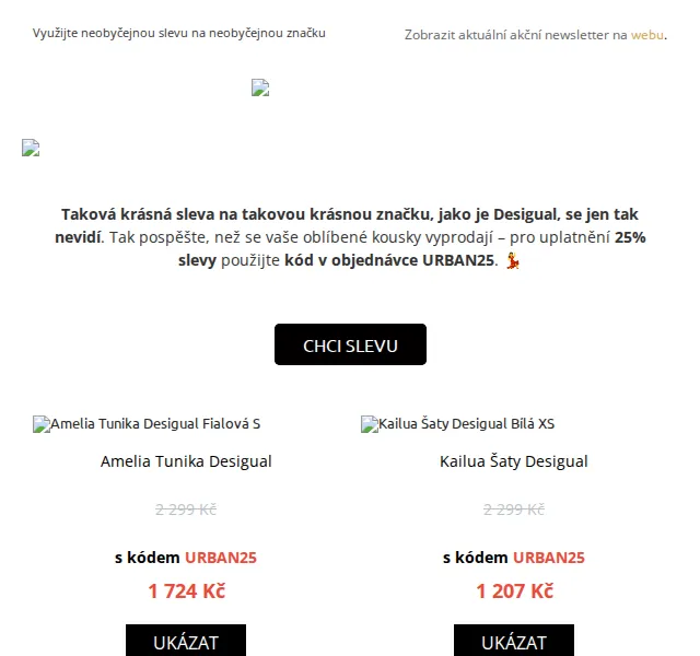 UrbanStore: Sleva -25 % na Desigual a Jack & Jones – červen 2026 | Nuslet.cz