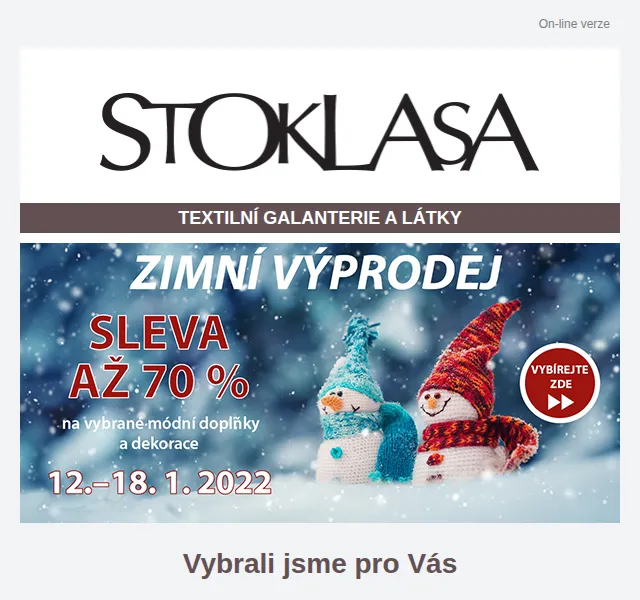 Stoklasa: zimní výprodej až 70 % – červen 2026 | Nuslet.cz